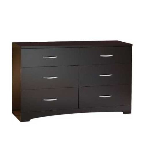 Image of Modern 6-Drawer Bedroom Dresser in Chocolate Wood Finish