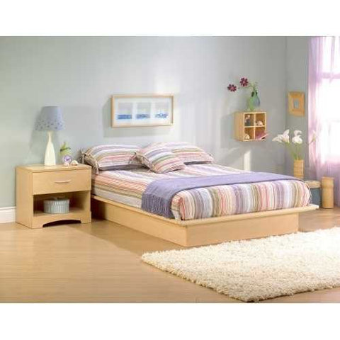 Image of Queen Size Platform Bed Frame in Natural Maple Finish