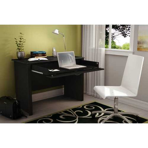 Image of Black Laptop Computer Desk with Keyboard Tray Drawer