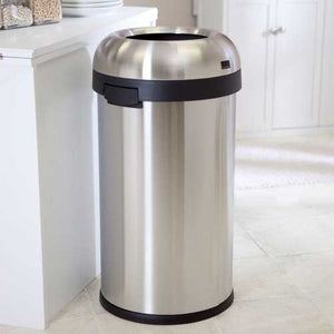 Round Stainless Steel 16-Gallon Kitchen Trash Can with Open Top Design