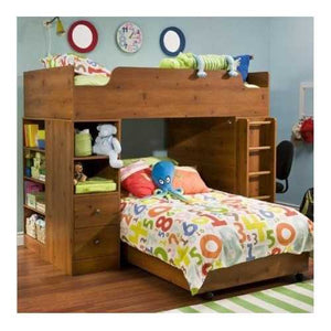 Sunny Pine Twin over Twin L-Shaped Bunk Bed with Storage