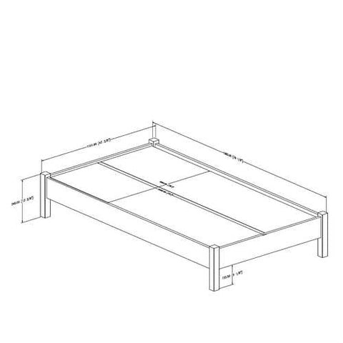 Image of Twin size Platform Bed Frame in Natural Wood Finish