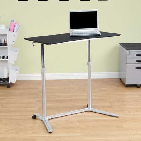 Image of Modern Ergonomic Sit Down Stand Up Desk in Black Finish