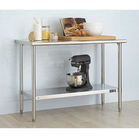 Image of Stainless Steel Top Food Safe Prep Table Utility Work Bench With Adjustable Shelf