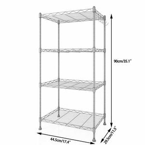 Silver Metal 4-Shelf Wire Shelving Unit Storage Rack