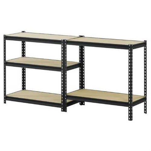 Image of Heavy Duty 5-Shelf Riveted Steel Storage Rack Shelving Unit in Black