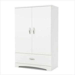 White Clothes Storage Wardrobe Cabinet Armoire with Bottom Drawer