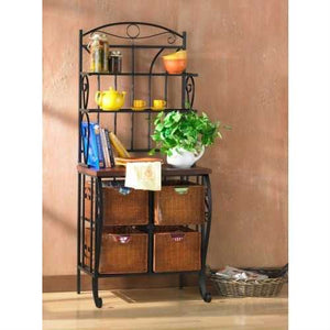 Kitchen Pantry Bakers Rack with 4 Wicker Drawers