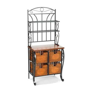 Kitchen Pantry Bakers Rack with 4 Wicker Drawers