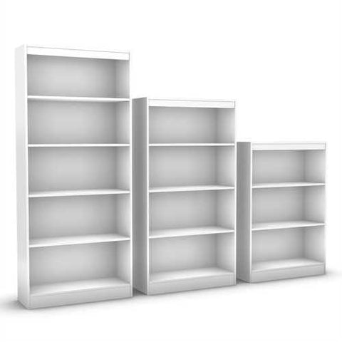 Image of White 4-Shelf Bookcase with 2 Adjustable Shelves