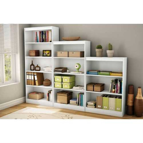 Image of White 4-Shelf Bookcase with 2 Adjustable Shelves