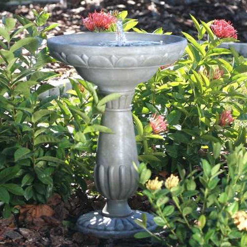 Image of Outdoor Solar Fountain Bird Bath in Fade Resistant Resin with Solar Pump