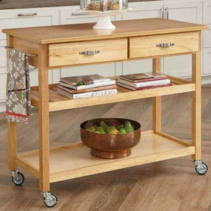 Solid Wood Kitchen Cart with Heavy Duty Casters