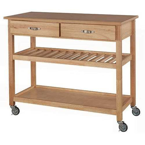 Image of Solid Wood Kitchen Cart with Heavy Duty Casters