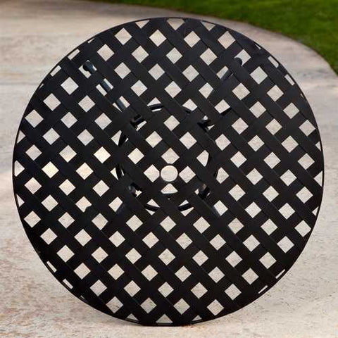 Image of Black Wrought Iron Outdoor Bistro Patio Table with Timeless Round Tabletop