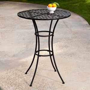 Black Wrought Iron Outdoor Bistro Patio Table with Timeless Round Tabletop