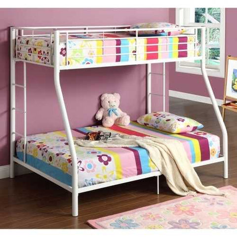 Image of White Twin over Full Metal Bunk Bed