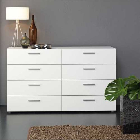 Image of White Modern Bedroom 8-Drawer Double Dresser