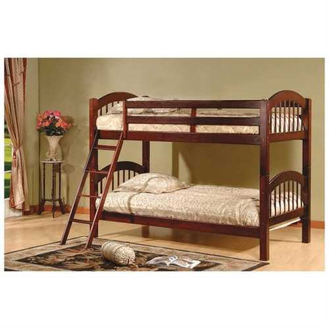 Image of Twin over Twin Bunk Bed with Arch Headboard Footboard in Cherry