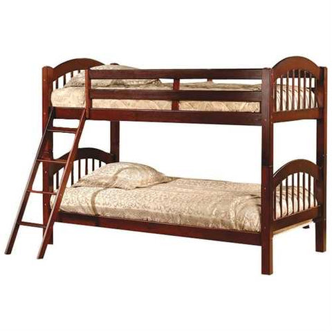 Image of Twin over Twin Bunk Bed with Arch Headboard Footboard in Cherry