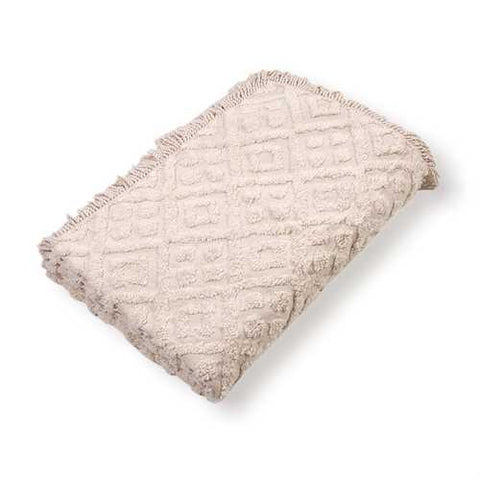 Image of Twin size 100% Cotton Bedspread in Beige with Diamond Pattern