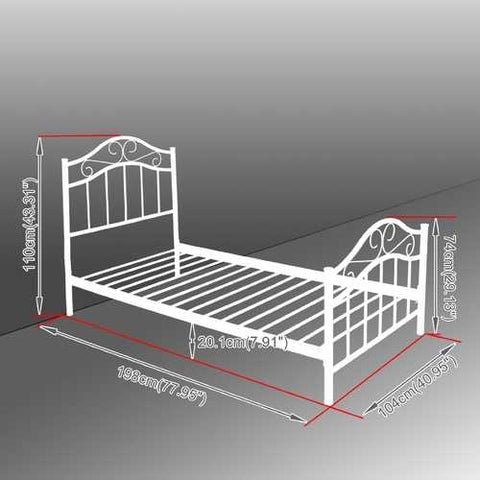 Image of Twin size Metal Platform Bed Frame with Headboard and Footboard in White