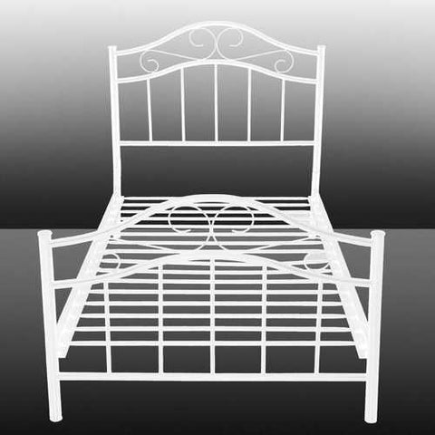 Image of Twin size Metal Platform Bed Frame with Headboard and Footboard in White