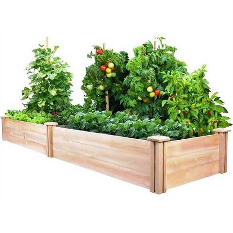 Image of Cedar Wood 2-Ft x 8-Ft Outdoor Raised Garden Bed Planter Frame - Made in USA