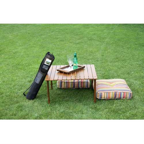 Image of Outdoor Portable Folding Table with Carry Bag with Solid Wood Top