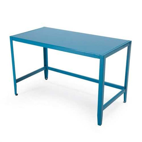 Image of Simple Modern Metal Office Desk in Teal Blue Finish