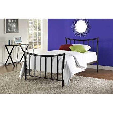 Image of Twin size Bronze Metal Platform Bed Frame with Headboard and Footboard