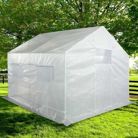 Image of Outdoor 9 x 10 Ft Greenhouse Kit with Heavy Duty Steel Frame and PE Cover