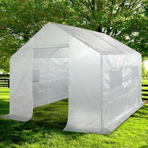 Image of Outdoor 9 x 10 Ft Greenhouse Kit with Heavy Duty Steel Frame and PE Cover