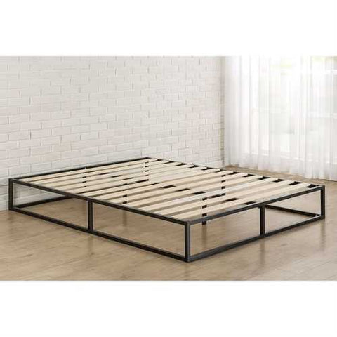 Image of Twin size 10-inch Low Profile Modern Metal Platform Bed Frame with Wooden Slats