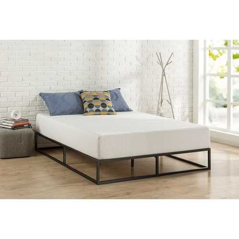 Image of Twin size 10-inch Low Profile Modern Metal Platform Bed Frame with Wooden Slats