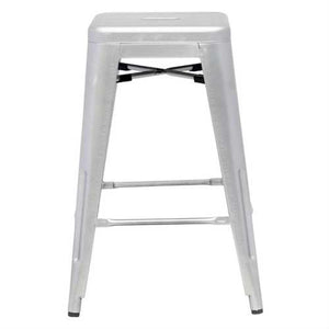 Indoor Outdoor Backless Stacking Counter Height Bar Stool in Gunmetal Galvanized Steel