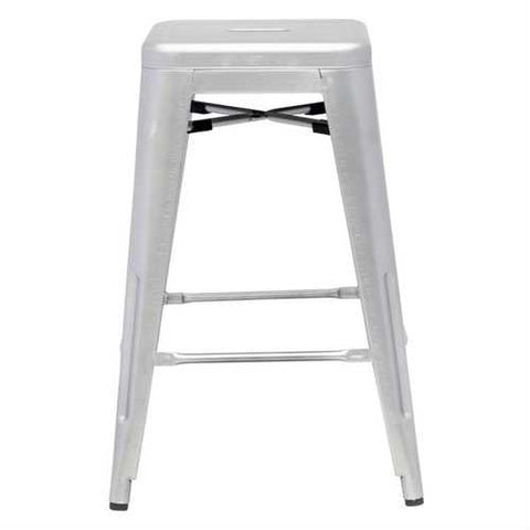 Image of Indoor Outdoor Backless Stacking Counter Height Bar Stool in Gunmetal Galvanized Steel