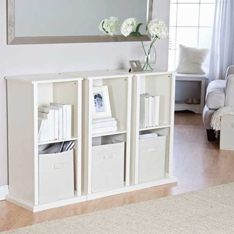 Image of Modern Stacking Storage Unit Vertical Bookcase Bookshelf in Vanilla White Finish