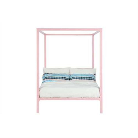 Image of Twin size Metal Platform Canopy Bed Frame in Pink - Great for Kids Girls and Teens