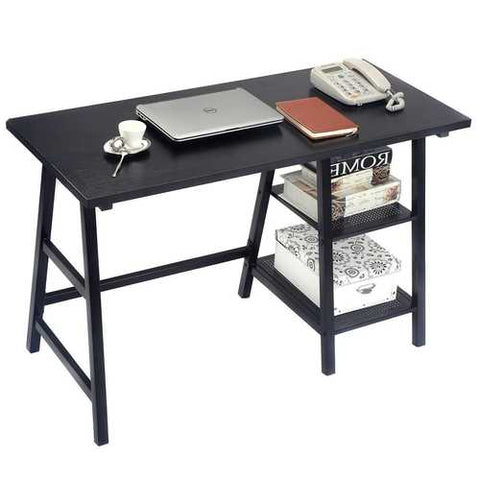 Image of Black Home Office Laptop Computer Desk Writing Table