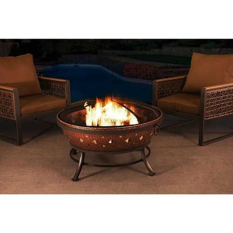 Image of Powder Coated Steel Fire Pit 35-inch with Stand and Screen