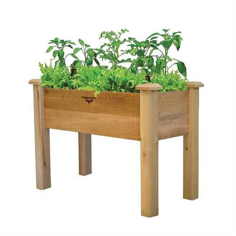 Image of Raised Garden Bed Planter Box in Solid Cedar Wood in Natural Finish - 34-inch