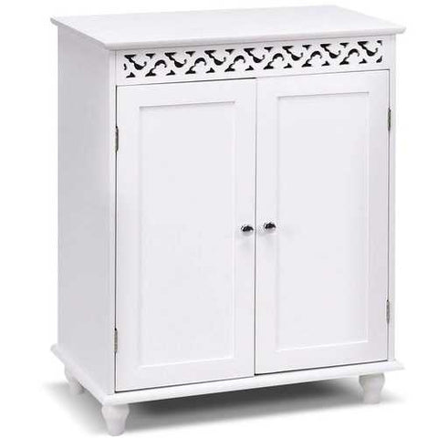 Image of White Modern 2-Door Bathroom Storage Floor Cabinet