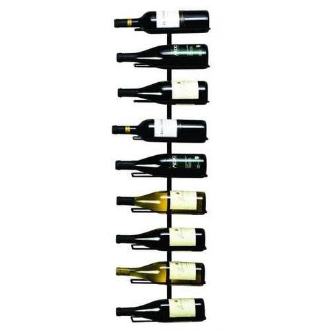 Image of 9-Bottle Wine Rack Wall Mounted Sturdy Wrought Iron