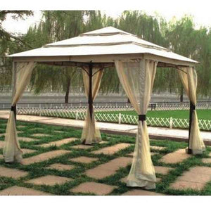 10-ft x 10-ft Outdoor Steel Frame Gazebo with Mosquito Netting Screen and Canopy