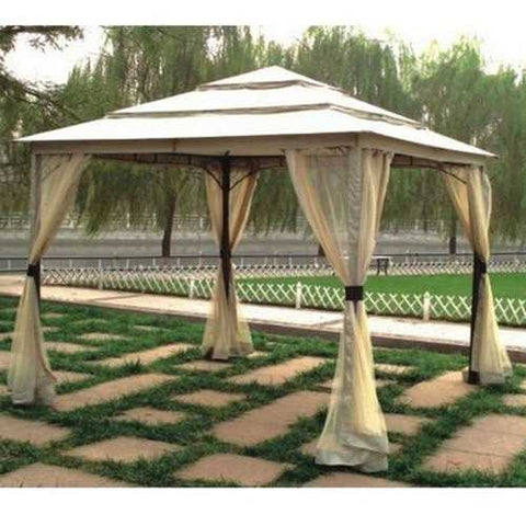 Image of 10-ft x 10-ft Outdoor Steel Frame Gazebo with Mosquito Netting Screen and Canopy