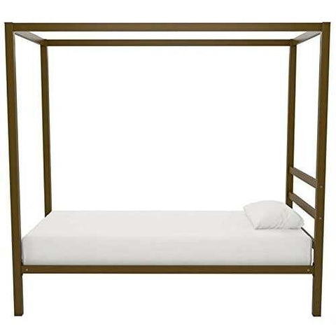 Image of Twin size Modern Steel Canopy Bed Frame in Gold Metal Finish