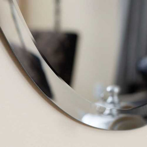 Image of Oval 36-inch Frameless Beveled Vanity Wall Mirror