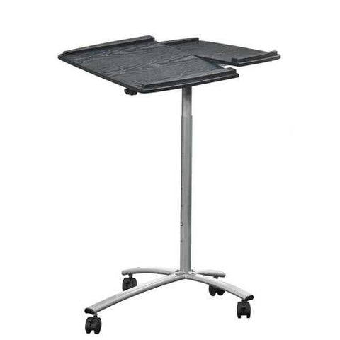 Image of Adjustable Laptop Computer Cart Desk Stand in Graphite Wood Grain