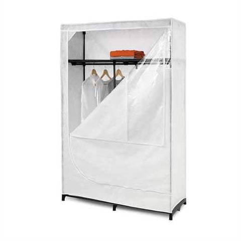 Image of 46-inch White Portable Closet Clothes Organizer Wardrobe